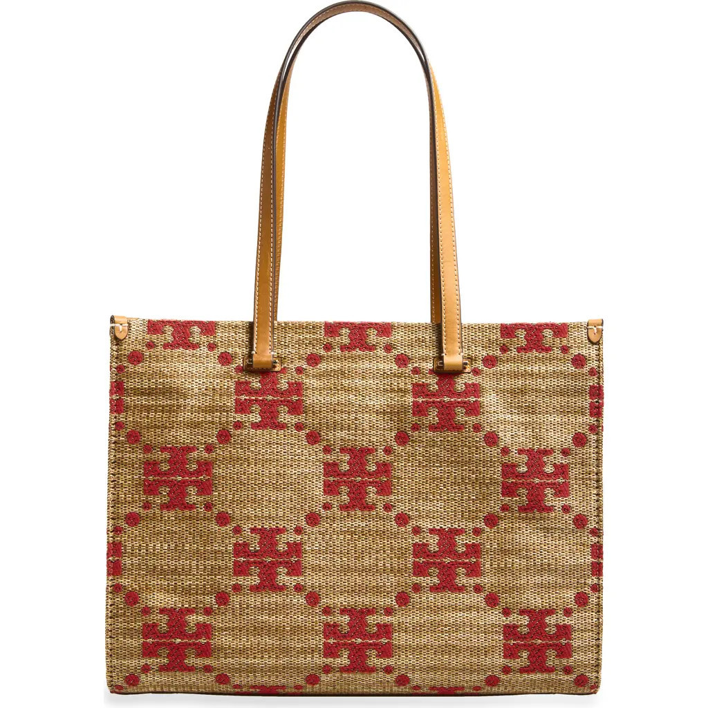 Tory Burch T Monogram Woven Tote in Natural at Nordstrom | Nordstrom