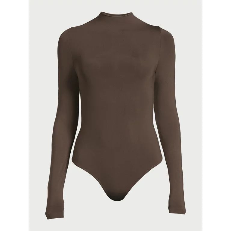 Scoop Women's Seamless Mock Neck Bodysuit with Long Sleeves, Sizes XS-XXL | Walmart (US)
