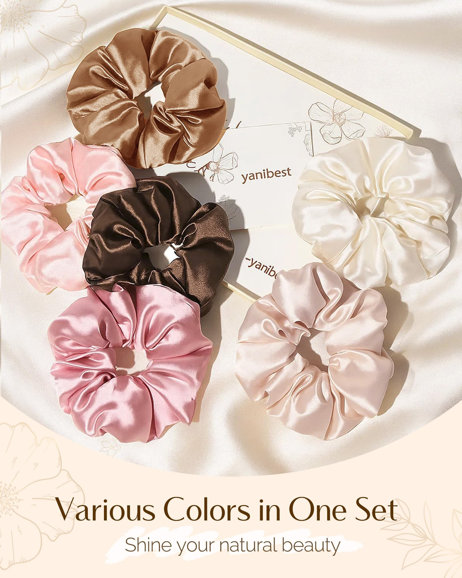 Yanibest 8 Pcs Satin Scrunchies - Silk Scrunchies Ponytail Holders,Soft Satin Hair Ties No Damage... | Amazon (US)