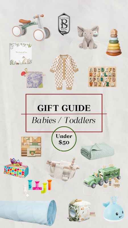 Gift ideas for babies and toddlers under $50 

Lovevery | Target | Amazon | Walmart | Montessori | Pottery Barn Kids 

#LTKbaby #LTKGiftGuide #LTKkids