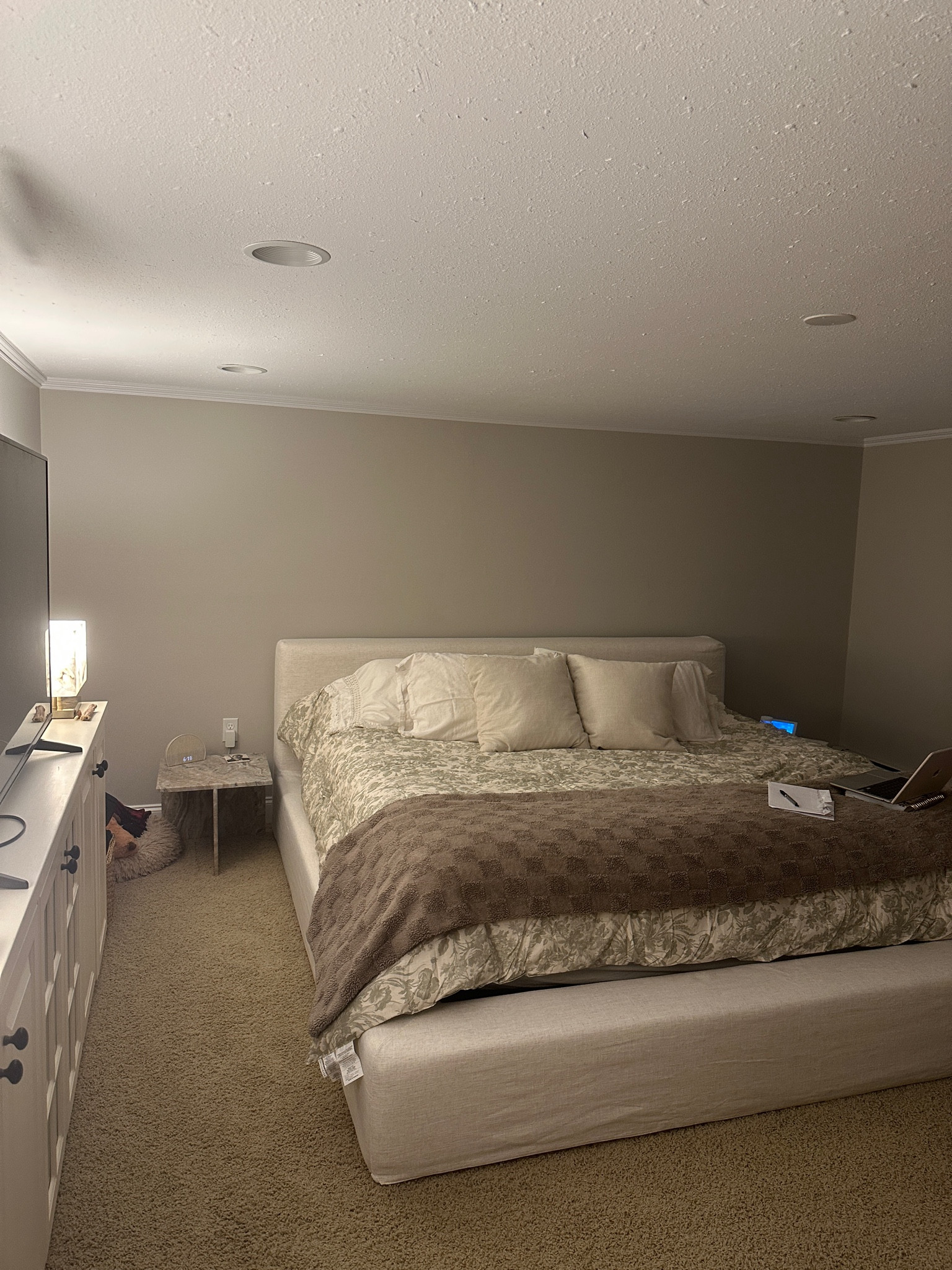 My house is getting a redo- bedroom is first! Love this Sorrel Comforter from Pottery Barn, waiting on my pillowcases they are on back order until December 😝 The storage under this bed is key! 