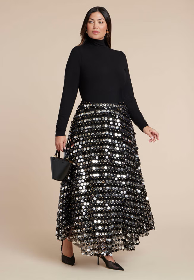 Sequin Paillette Full Skirt | Eloquii