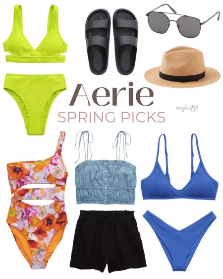 Aerie spring summer picks! #summer #spring #aerie #aerieswim #springoutfit #springbreak #swim #bikini #summeroutfits #springclothing #swinsuits #sandals #slides #sunglasses #cutebikinis #onepieceswimsuit #ootd #affordablefashion #americaneagle #shorts 

#LTKtravel #LTKswim #LTKSeasonal