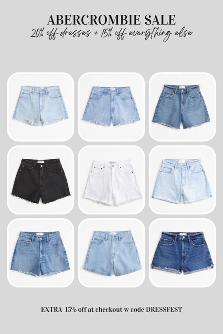 Abercrombie denim shorts on sale 15% off + extra 15% off at checkout w code DRESSFEST 

#LTKSaleAlert #LTKFindsUnder100 #LTKStyleTip