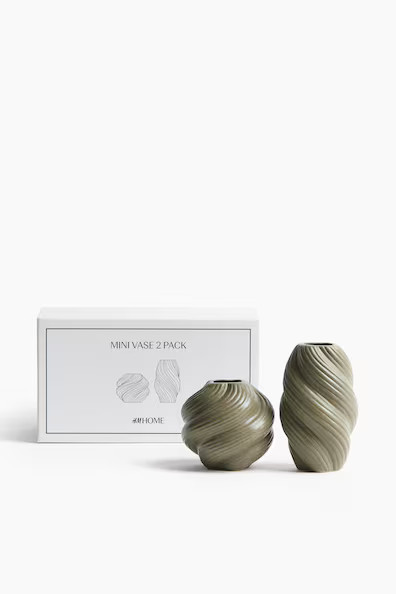 H & M - 2-pack mini stoneware vases - Green | H&M (UK, MY, IN, SG, PH, TW, HK)