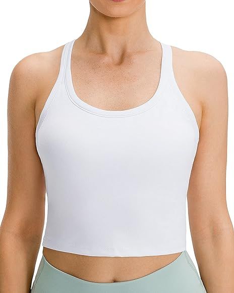 Lavento Women's Racerback Sports Bra Yoga Crop Top with Built in Bra | Amazon (US)