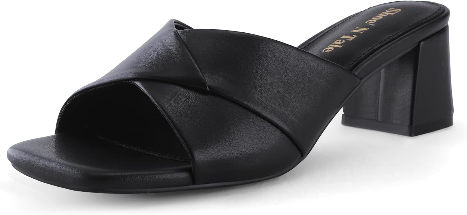 Shoe'N Tale Chunky Heels for Women Square Open Toe Low Block Heeled Sandals Comfortable Slip On M... | Amazon (US)