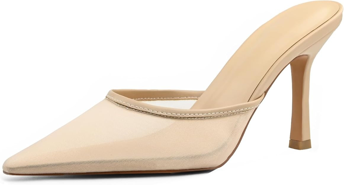 Kitten Heels for Women Pointed Toe Heels Studded Slip On Bow Heels Mules Faux Suede Sandals Kitte... | Amazon (US)