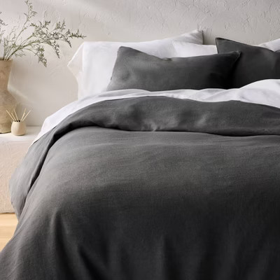 Full/Queen Linen Duvet Set Dark Gray - Casaluna™ | Target