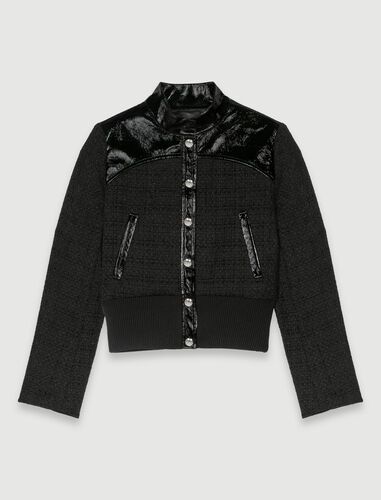 Tweed and vinyl jacket | Maje US