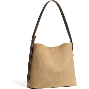 BOSTANTEN Suede Bucket Bag for Women, Hobo Purse with Adjustable Strap | Amazon (US)
