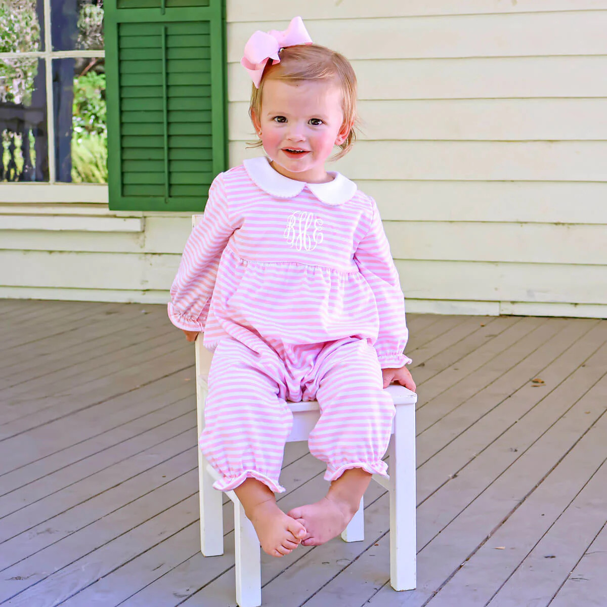 Pink Stripe Ruffle Romper | Classic Whimsy