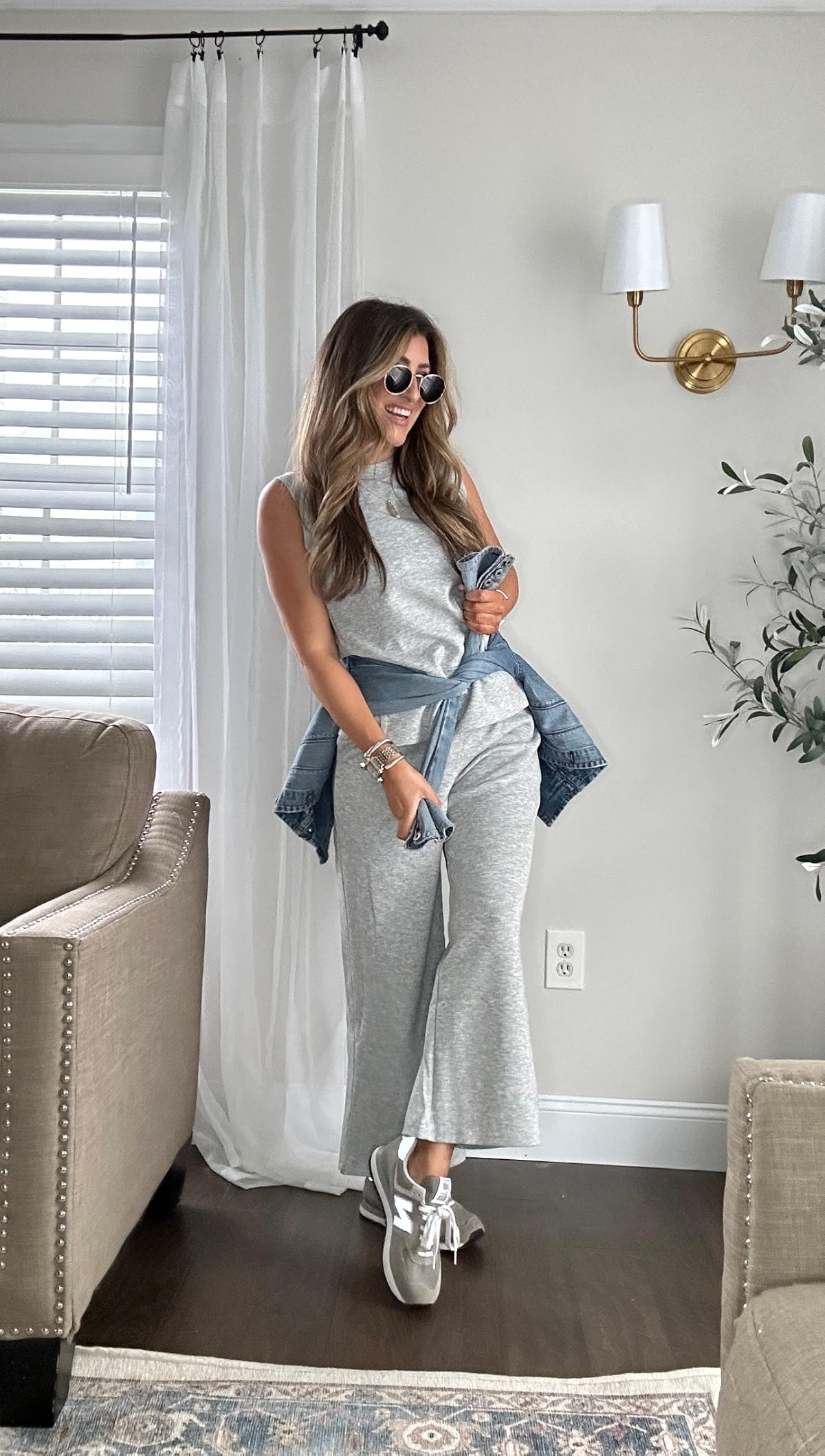 ANRABESS Women's 2 Piece Outfits Summer Outfits Sleeveless Wide Leg Jumpsuits Casual Lounge Sets | Amazon (US)