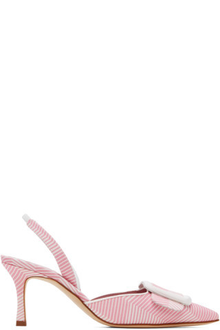 Pink & White Mayslibi Heels | SSENSE