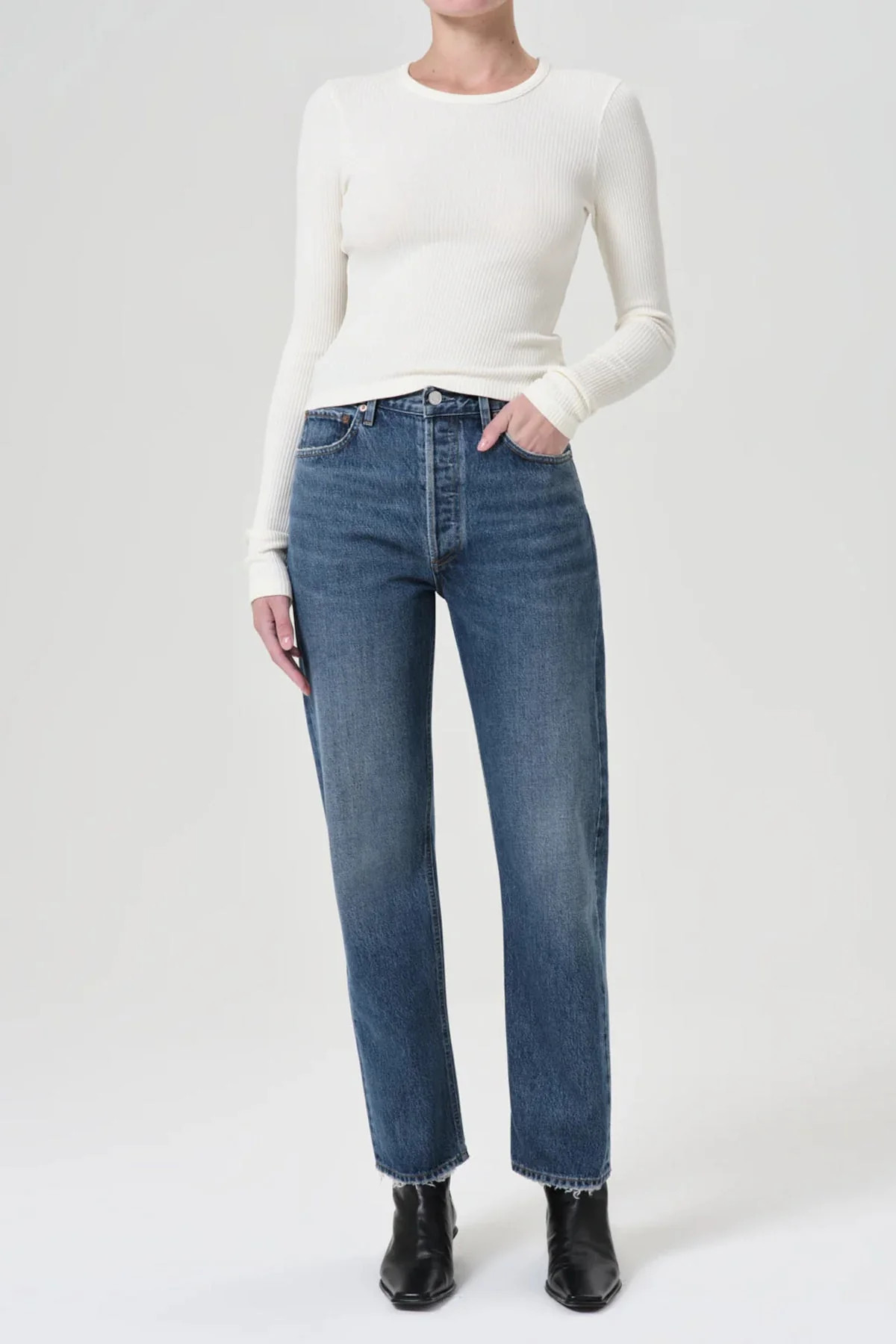 90's Pinch Waist High Rise Straight in Essence - 27 | Shop Olivia