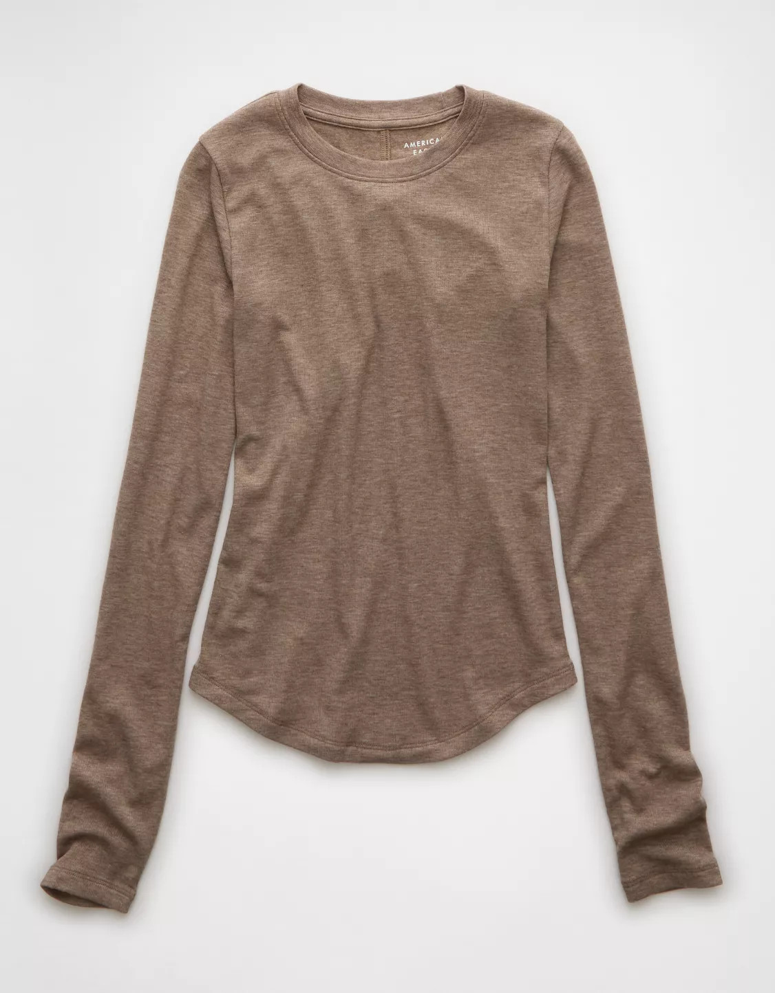 AE Cozy Up Long-Sleeve Layering T-Shirt | American Eagle Outfitters (US & CA)