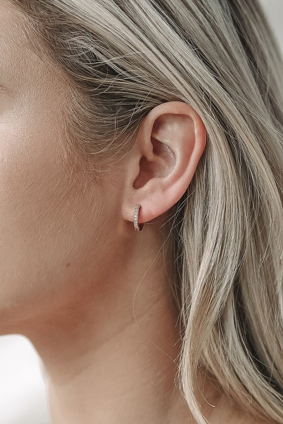 Little Details Gold Rhinestone Mini Hoop Earrings | Lulus