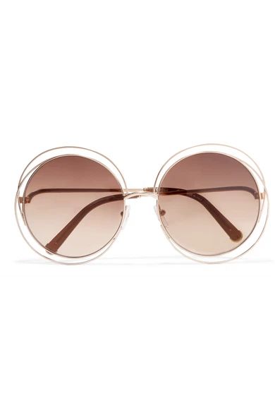 Chloé - Carlina Round-frame Rose Gold-tone Sunglasses - Brown | NET-A-PORTER (UK & EU)