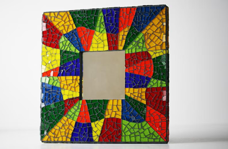 Stained Glass Mosaic Mirror Abstract Housewarming Home Decor Bright Colors Wall Art Wedding Engag... | Etsy (US)