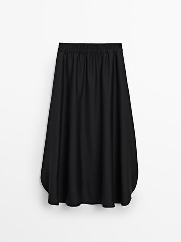Long skirt with slits and elastic waistband | Massimo Dutti UK