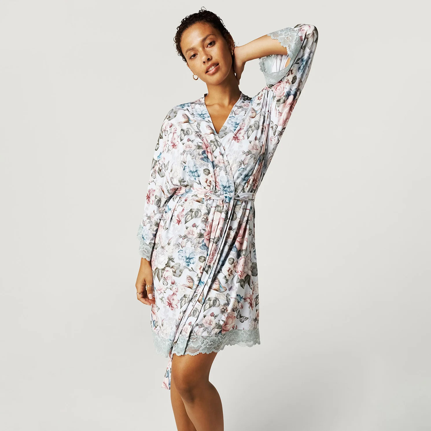 Floral Blue Adult Luxe Robe | Amarantha | Posh Peanut