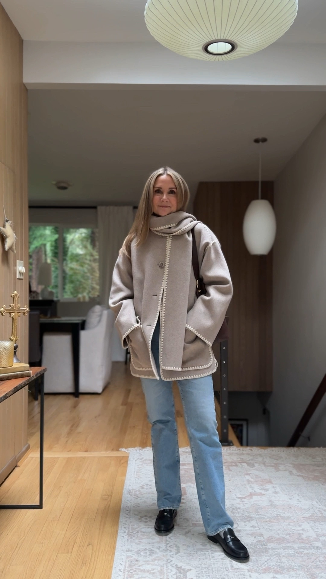 Quince scarf coat on sale today only! Love this for chic winter casual style! Wearing with straight leg jeans and black loafers  

#LTKootd #LTKOver40 #LTKSaleAlert