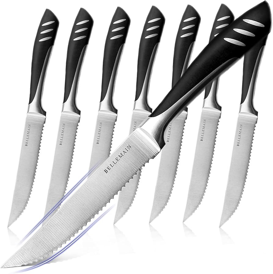 Bellemain Premium Steak Knives Set of 8, Kitchen Knife Sets with Steel Blades for Precise Cutting... | Amazon (US)