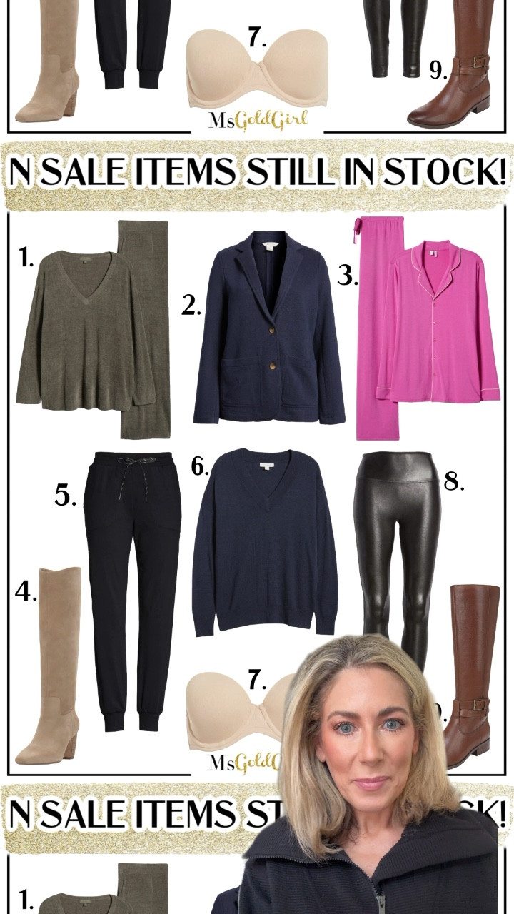 These wardrobe builders are all still well stocked on @Nordstrom and I own all of them. They’re worth all of the hype! 

These 9 pieces were all still available on Nordstrom’s website at the time of writing and I recommend them all (I own eight out of nine)!

1. There is no better loungewear than this. It's SO soft and you can absolutely wear the top as a sweater outside the house. I have it in XS.

2. This knit blazer wears & feels like a blend between a traditional blazer & a soft cardigan-perfect for casual everyday wear. I wear it in XS.

3. These pajamas are part of my Friday Faves too. The only hard thing about buying these picking a color! I have it in XS.

4. A tall suede boot is a closet staple for fall. This one runs a little big, so I sized down a ½ size from my usual in this brand. Also comes in wide calf options and lots of colors too.

5. These joggers are super soft and comfy. They’re great for travel and everyday casual wear. I have them in an XS.

6. This sweater was in my top 3 best sellers from last year, and I picked up another one for myself. They run roomy, I got it in an XS.

7. I finally purchased this top rated convertible strapless bra (you can also wear it with straps in a number of ways) and it's worth the hype. It DOES. NOT. BUDGE. No more tugging!

8. I feel like everyone has a pair of these already, but in case you don't, these faux leather leggings are a foundation garment of the fall and winter, plus it sucks you in and lifts you up! I have it in a size small.

9. A pair of riding boots is another wardrobe basic (and pairs perfectly with the skinny jeans you don't want to give up). These are a great price point and are SO comfortable to wear!

#nordstrom #nordstrompartner #nordstromfinds #pajamas #loungewear #blazer #ridingboots #falloutfits #fashionover40 #fashionover50

#LTKVideo #LTKOver40 #LTKxNSale