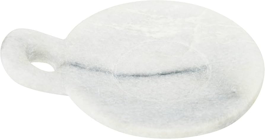 Creative Co-Op Small Marble Handle Dish, 5" x 3.5", White | Amazon (US)