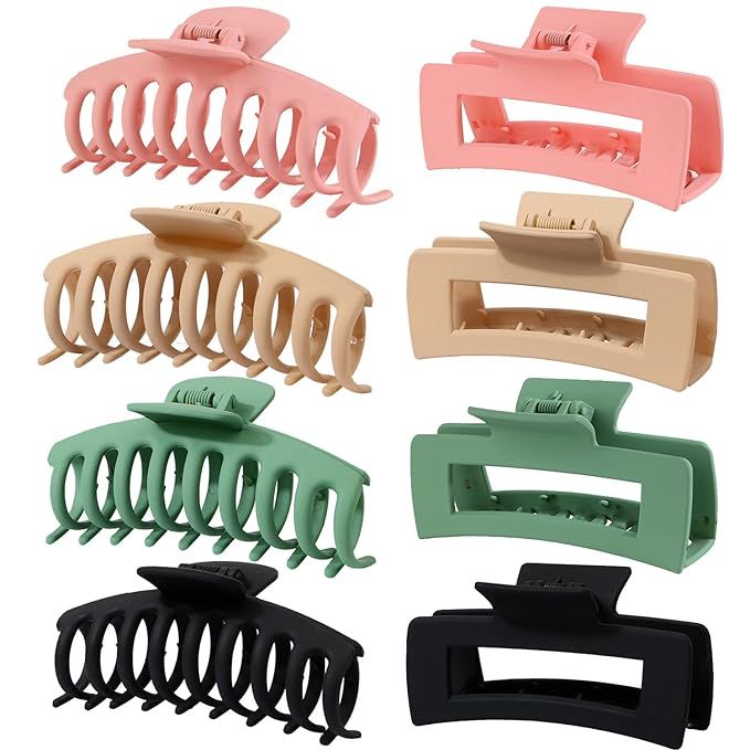 Large Hair Clips,Claw Clips, 8 Pack 4.3" Hair Clips for Women & Girls,2 Styles 4 Colors Strong Ho... | Amazon (US)