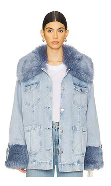 Show Me Your Mumu Copenhagen Faux Fur Jacket in Drift Indigo from Revolve.com | Revolve Clothing (Global)