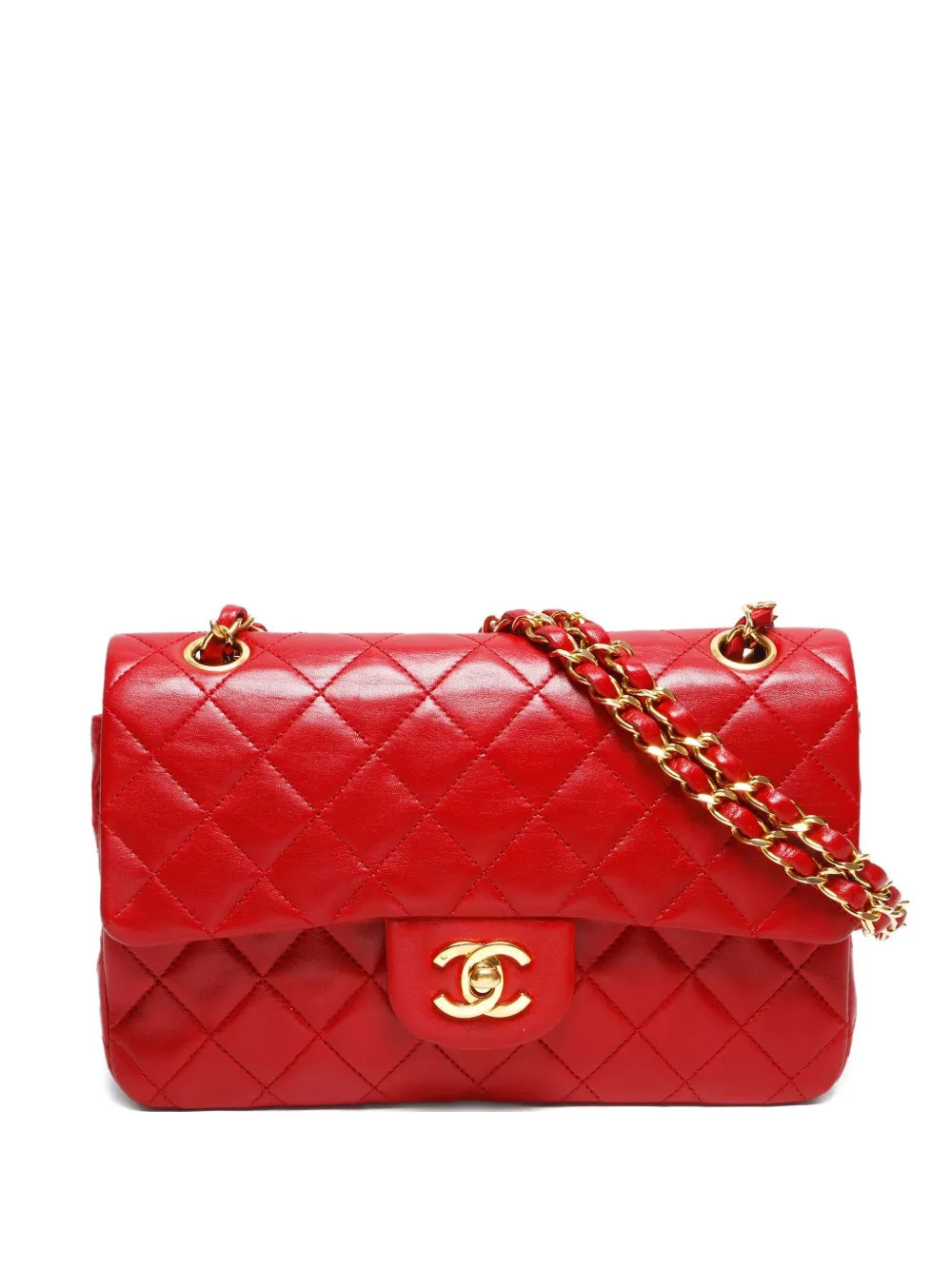 CHANEL Pre-Owned 1985-1993 CC Mark Double Flap shoulder bag - Red | Farfetch Global