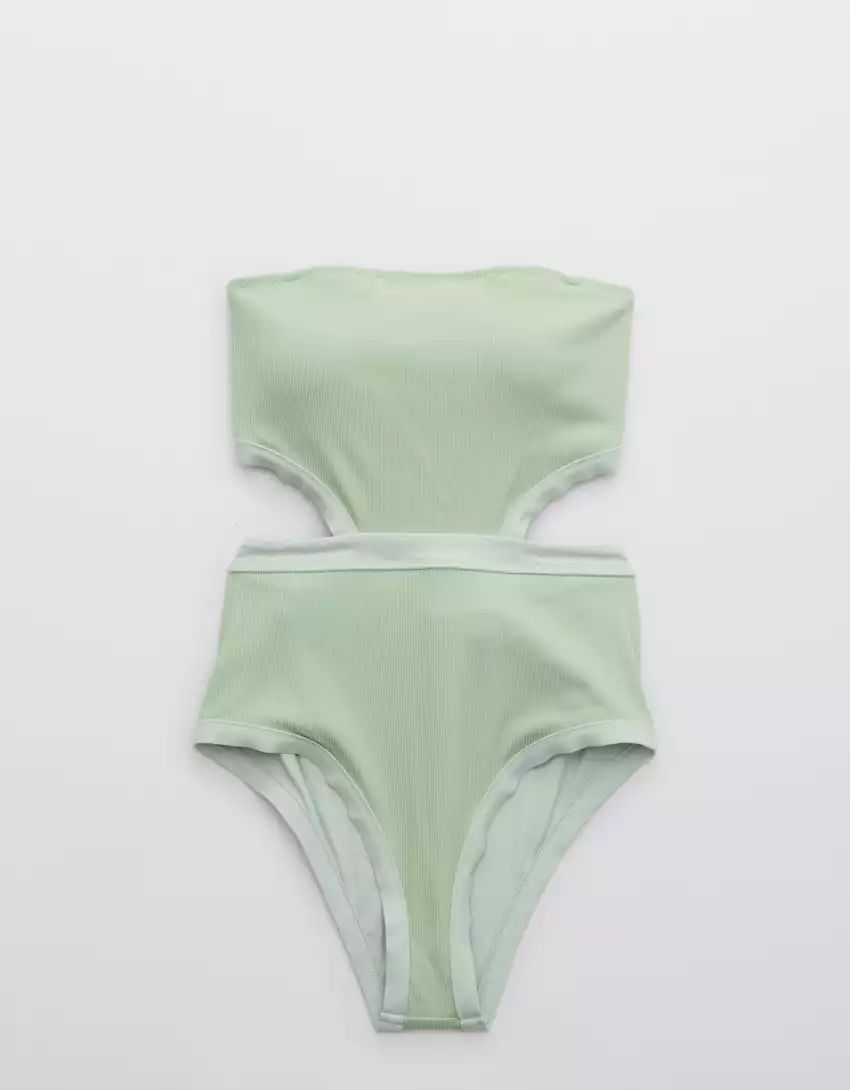 Aerie Ribbed Binding One Piece Swimsuit | American Eagle Outfitters (US & CA)