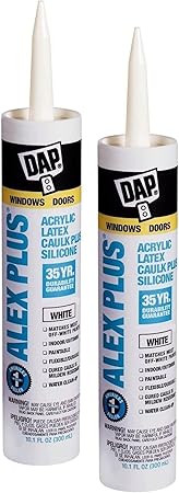 DAP INC 18152/11440 10.1oz White Alex Plus Acrylic Latex Caulk with Silicone, 2 Pack | Amazon (US)