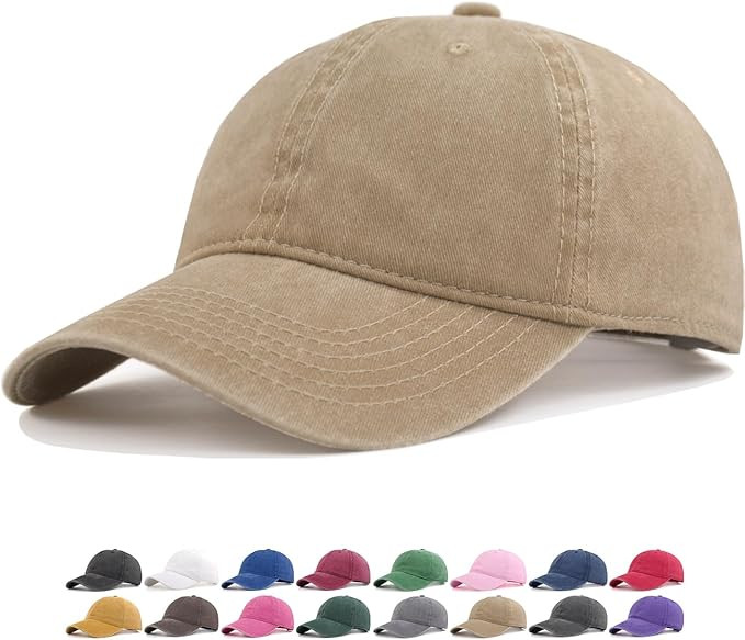 Vintage Washed Cotton Baseball Caps Men Women Adjustable Unstructured Low Profile Dad Hat | Amazon (US)