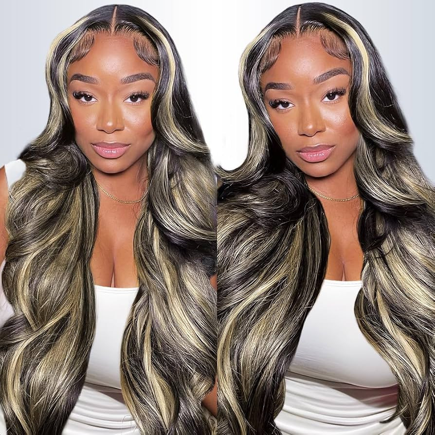 FB/27 13x4 Ombre Lace Front Wig Human Hair 34 Inch Highlight Balayage Body Wave Wig for Black Wom... | Amazon (US)
