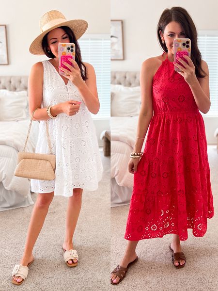 Two Walmart Eyelet dresses for Summer!
White mini dress in a small 
Red halter dress in a small 

#LTKFindsUnder50 #LTKStyleTip #LTKSeasonal