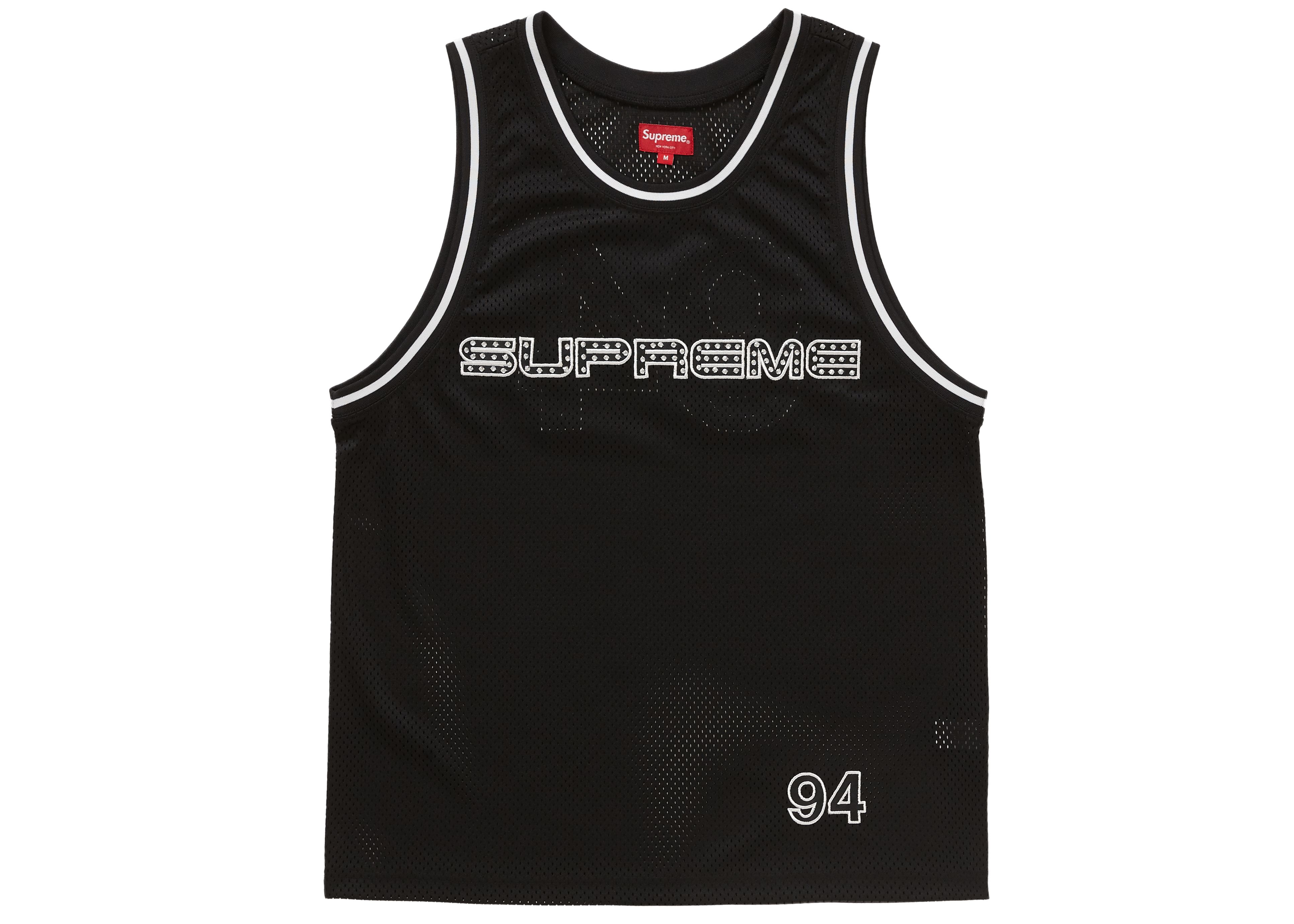 Supreme Rhinestone Basketball Jersey Black | StockX