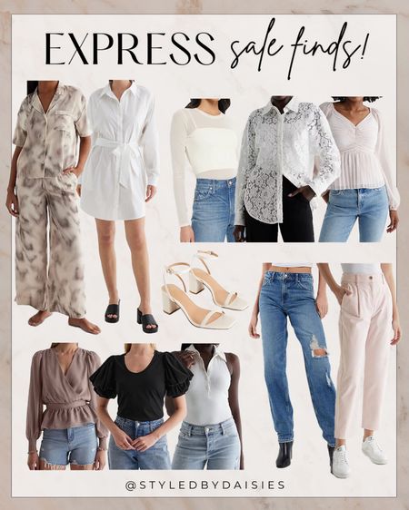 Tons of cute finds on sale at Express! 

#express

Spring style. Express spring style. Satin pajama set. White shirt dress. Neutral spring style. White lace button down top. White spring bodysuit. Distressed straight jeans. Trendy denim. Light pink chino pants. Black puff sleeve top. Affordable spring style  

#LTKSeasonal #LTKsalealert #LTKfindsunder100