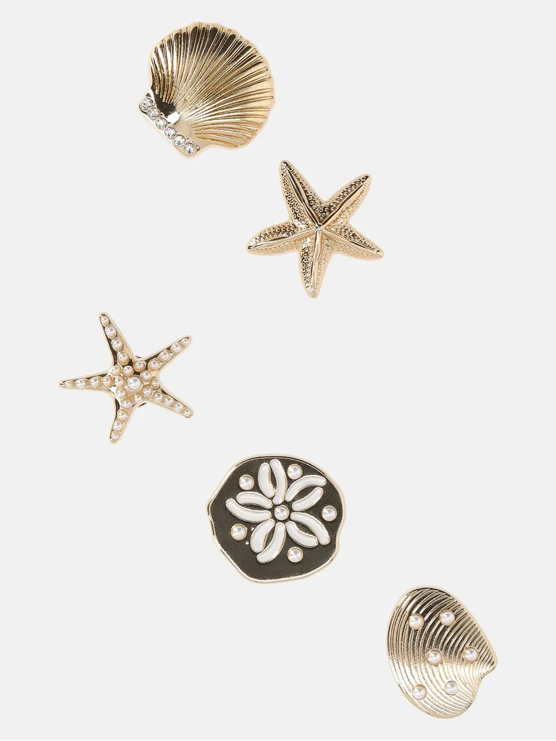 Time and Tru Women's Charm Pack for Lightweight Beach Tote Bags, Seashells - Walmart.com | Walmart (US)