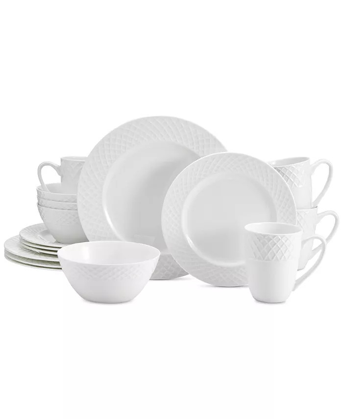 Trellis White 16-Pc. Dinnerware Set, Service For 4 | Macys (US)