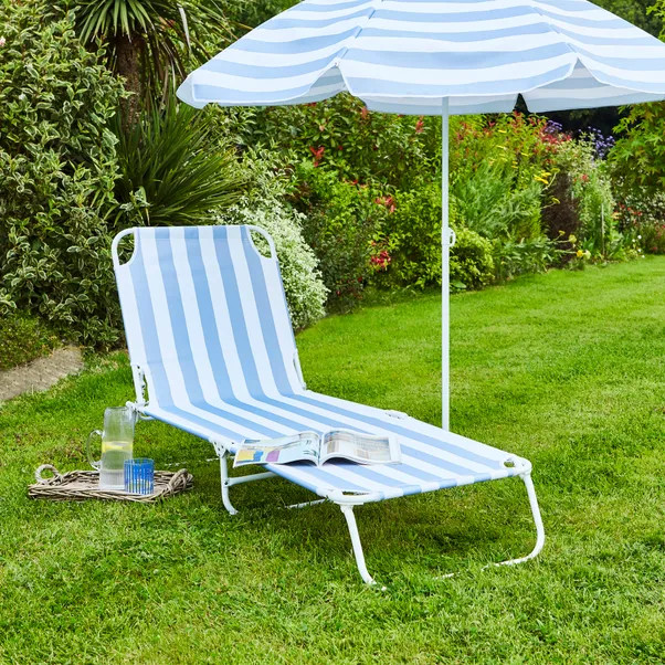 Blue and White Folding Lounger | Dunelm (migrated)