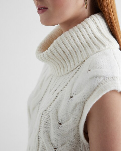 Cable Knit Turtleneck Sweater Vest | Express