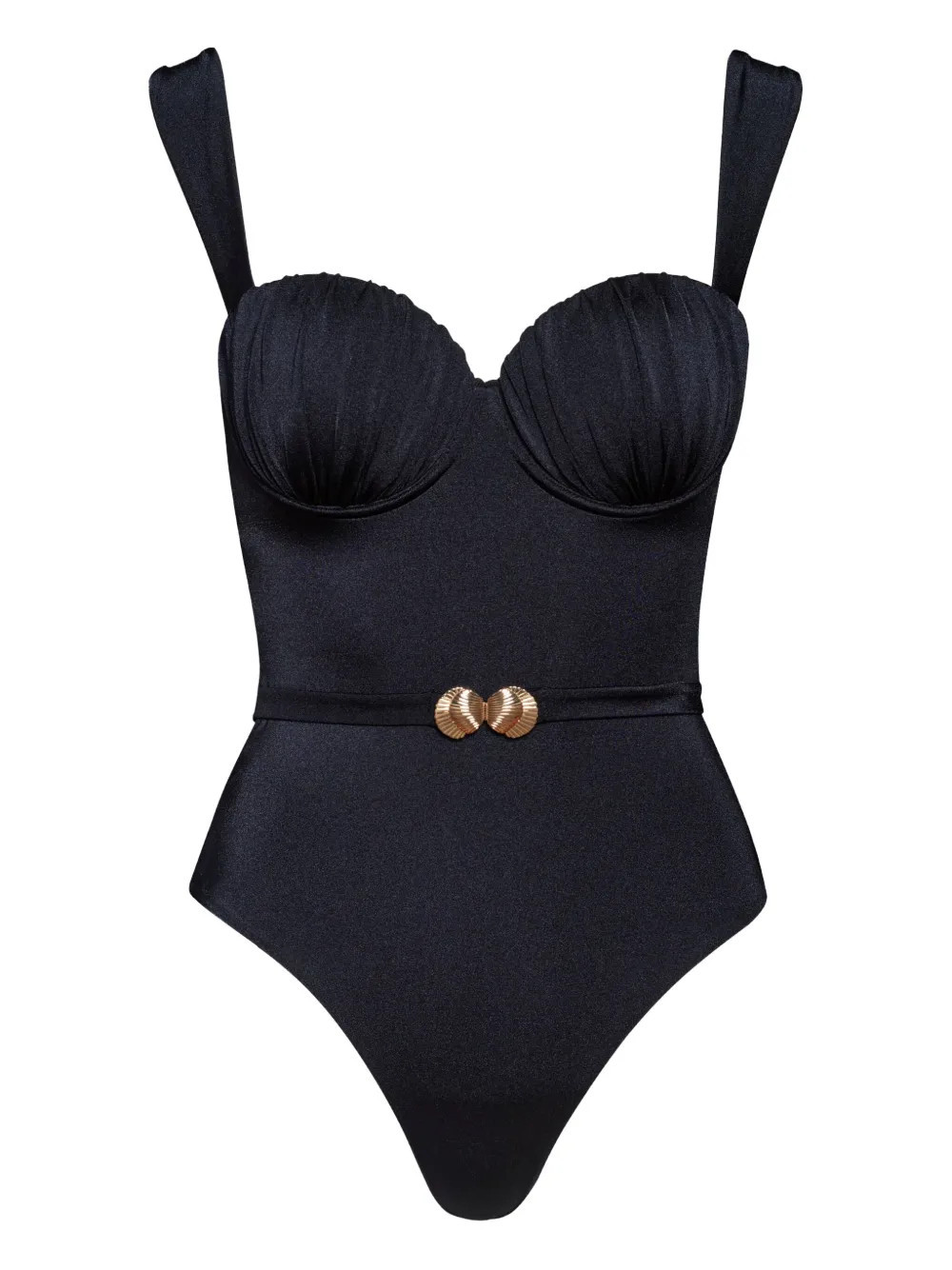 Noire Swimwear belted ruched balconette swimsuit - Black | Farfetch Global