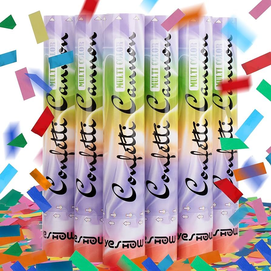 Confetti Cannon Party Poppers Biodegradable Shooters, (6 Pack) YESHOW Multicolor Confetti Blaster... | Amazon (US)