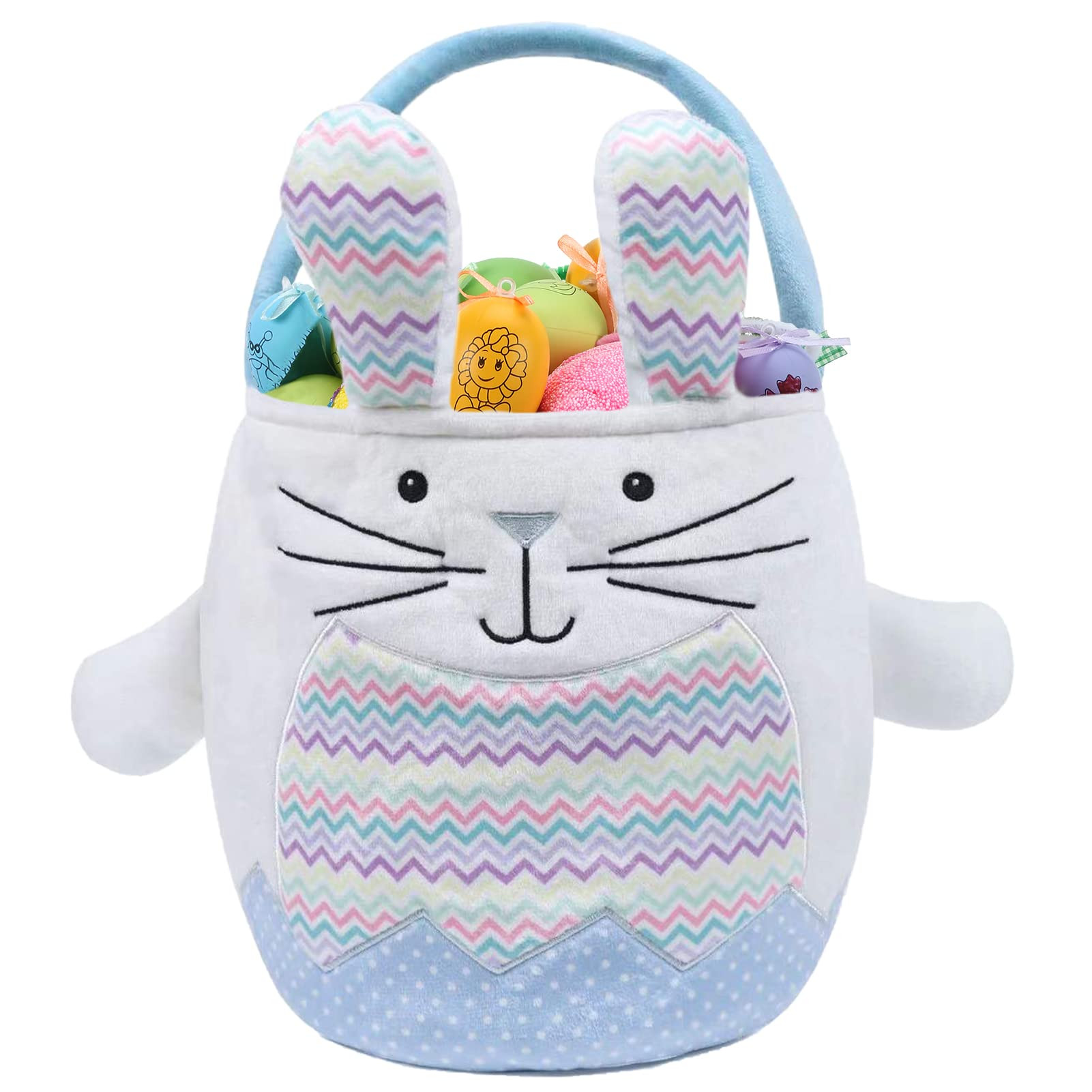 Plush Easter Bunny Basket, Monogrammed Bunny Easter Buckets with Long Plush Ear, Egg Hunting Easter  | Amazon (US)