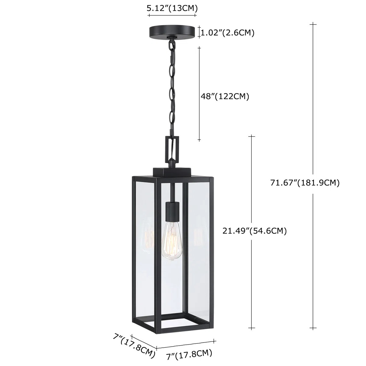 1-Light Outdoor Hanging Lantern Pendant with Matte Black Finish | Wayfair North America