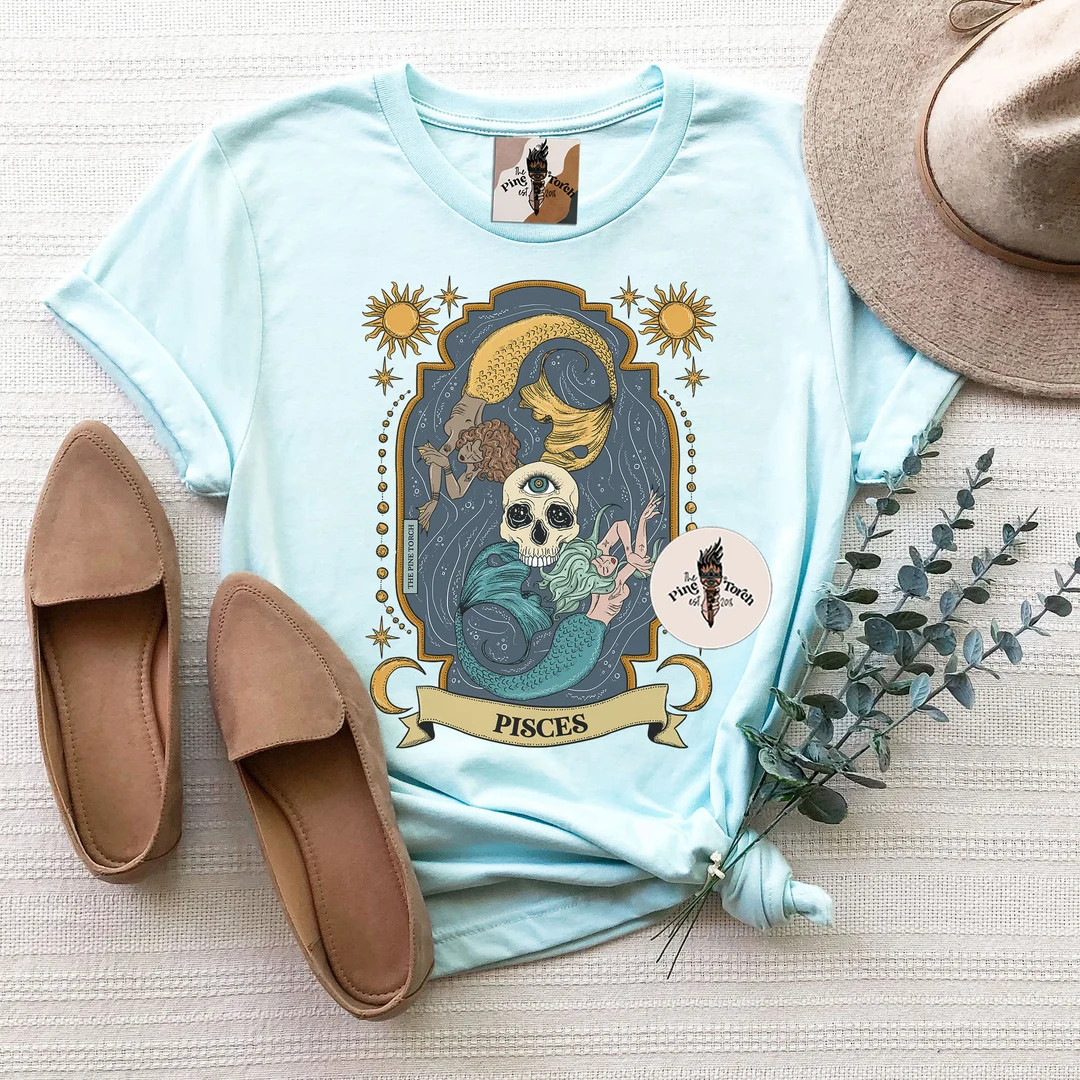 Pisces Zodiac Tee, Pisces Gift, Zodiac Pisces Shirt, Pisces Birthday Gift, Pisces Artwork, Pisces... | Etsy (US)