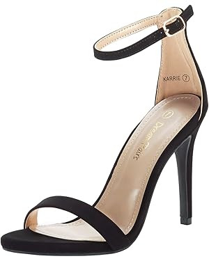 DREAM PAIRS Women's High Heels Flower Ankle Strap Stilettos Round Open Toe Dressy Sexy Sandals | Amazon (US)