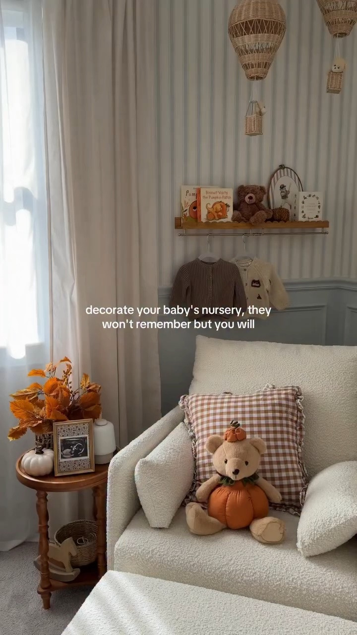 He may not understand it yet, but making every season special for him makes me so happy. I can’t wait until he’s old enough to enjoy all the little magic with me 🍂🤎 #fall #nursery #babyroom #falldecor #babyroomdecor